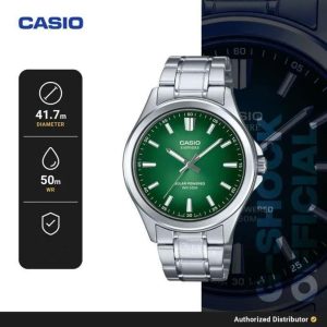 Casio - Montre pour hommes - solaire & Verre saphir inrayable - Fond vert - Tout en acier inoxydable - MTS-RS100D-3AVDF – Image 4