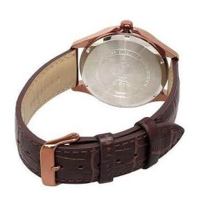 Casio - Très belle montre boitier bronzée avec affichage des phases de lune - Bracelet en cuir marron - MTP-M110RL-5AV – Image 5