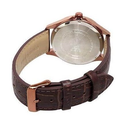 Casio - Très belle montre boitier bronzée avec affichage des phases de lune - Bracelet en cuir marron - MTP-M110RL-5AV – Image 5