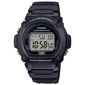 Casio - Montre digitale noir en bracelet résine - idéale pour un usage quotidien ou pour des activités sportives - W-219H-1AV
