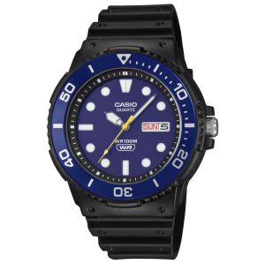 Casio - Montre au design d'inspiration marine avec cadran et lunette bleus - Dateur jours/mois - MRW-230H-2EV